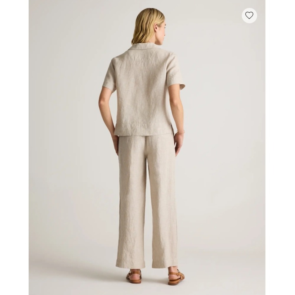 Quince Women's Size Large 100% European Linen Wide Leg Pants in Flax Beige